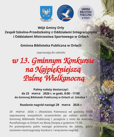 Plakat na XIII Konkurs na Najpiękniejszą Palmę Wielkanocną