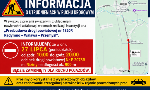 Informacja o utrudnieniach - Niziny